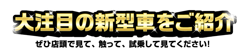 大注目の新型車をご紹介。ぜひ店頭で見て、触って、試乗して見てください！